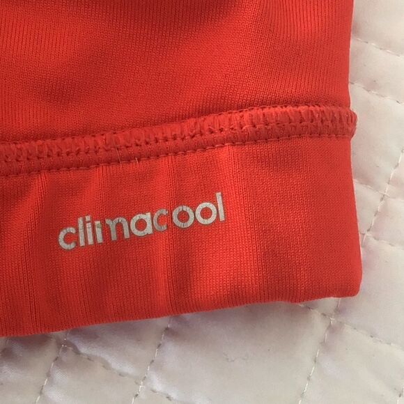 Adidas Vibrant Red Padded Sports Bra with Maroon Logo and Adjustable Straps - Picture 4 of 8